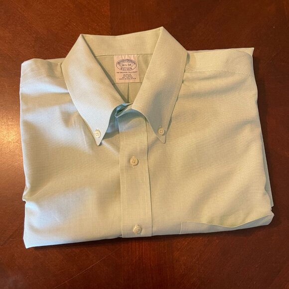 Brooks Brothers‎ Mens Slim Fit Non-Iron Button-Down Shirt 16 1/2 - 34 Green - Picture 6 of 16